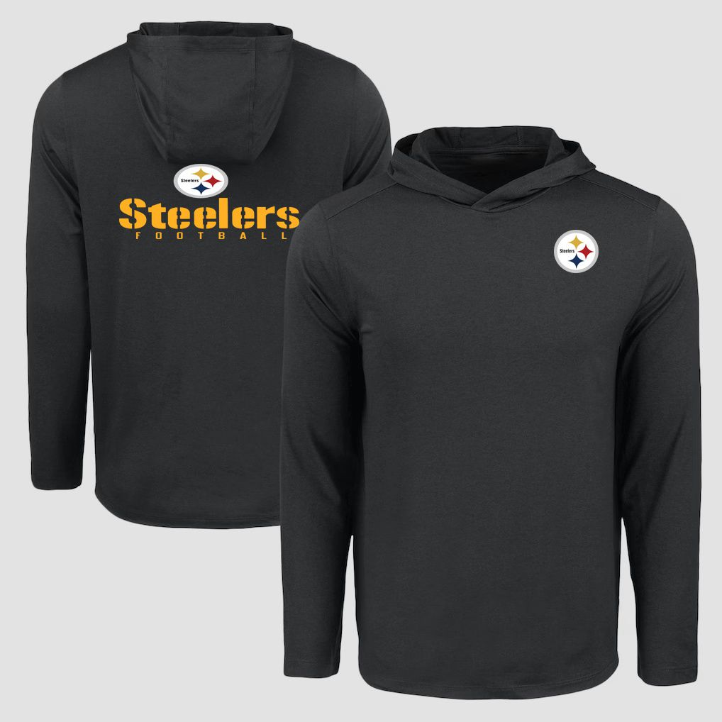 Men 2026 NFL Pittsburgh Steelers Hooded long sleeved T-shirt black 05